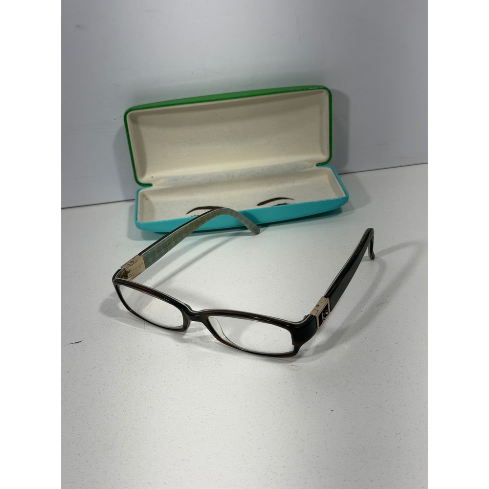 Kate Spade New York Tortoise Rectangular Eyeglasses Mint Green Temples with Case